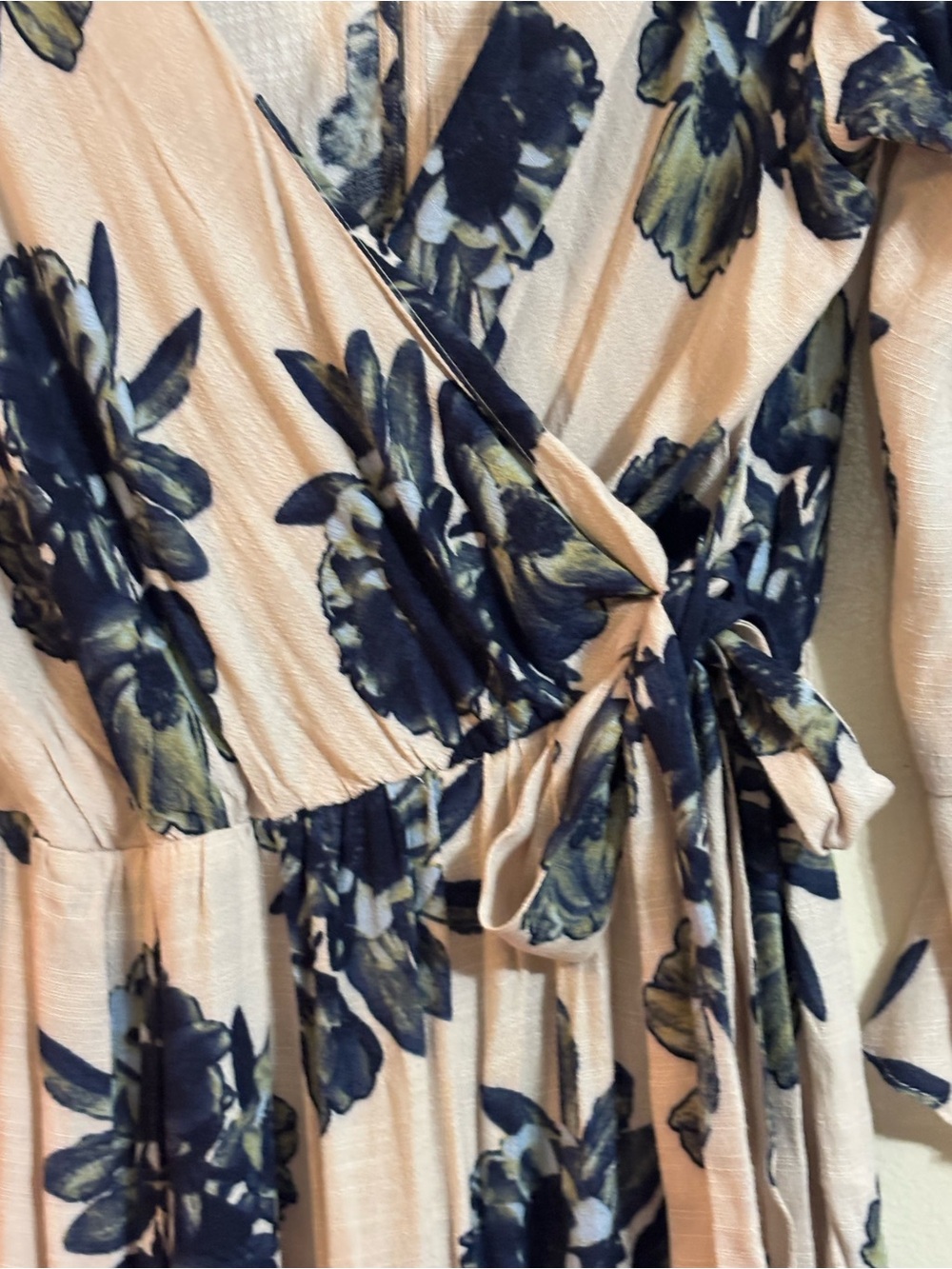 Free People Blush Floral Wrap Romper with Navy & Olive Accents - Picture 10 of 16